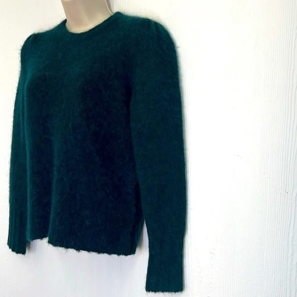 J. Crew - Emerald Alpaca Crewneck Puff Shoulders Long Sleeve Sweater Size XXS